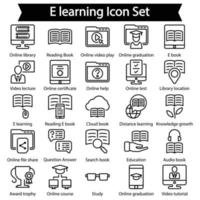 e set di icone della linea di apprendimento vettore
