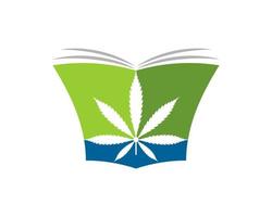libro educativo con foglie di cannabis all'interno vettore