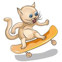 cartone animato gatto skateboarder vettore