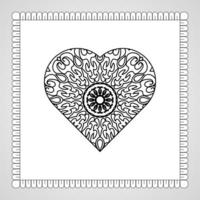 cuore disegnato a mano con mandala. decorazione in ornamento etnico orientale scarabocchio vettore