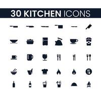 30 icone della cucina impostate. pacchetto di icone della cucina. collezione di icone. tratto vettoriale modificabile.