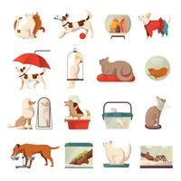 Set di icone negozio di animali vettore