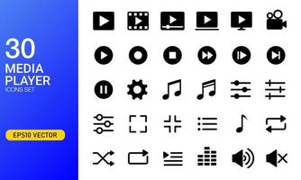 impostare l'icona del pulsante del lettore multimediale. pulsante del lettore, riproduci, metti in pausa e icona del lettore audio/video. adatto per l'elemento di design del pulsante dell'interfaccia utente del software del lettore multimediale. vettore