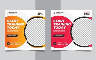 printfitness palestra promozione social media post web banner quadrato modello flyer design vettore