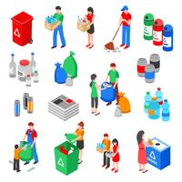 Set di elementi di riciclaggio dei rifiuti vettore