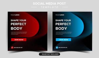 post sui social media della palestra fitness e design di banner web vettore