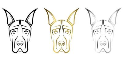 linea arte della testa di cane alano. buon uso per simbolo, mascotte, icona, avatar, tatuaggio, design di t-shirt, logo o qualsiasi disegno tu voglia. vettore