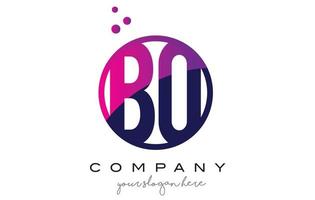 bq bq cerchio lettera logo design con bolle di punti viola vettore