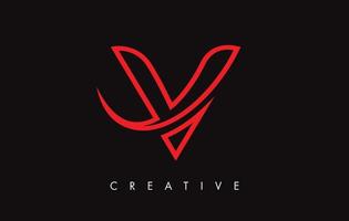 logo del design della lettera v. logo icona lettera v con swoosh moderno vettore