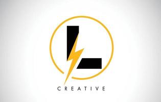 l lettera logo design con fulmine luminoso. logo della lettera del bullone elettrico vettore