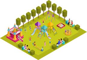 Parco giochi per bambini isometrici vettore