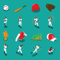 Set di icone isometriche di baseball