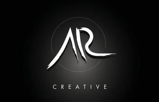 ar ar design del logo con lettere spazzolate con texture creative a pennello e forma esagonale vettore