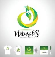 logo naturale, logo verde, vettore di design del logo foglia