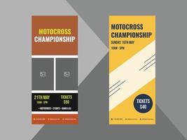 modello di progettazione banner roll up motocross. disegno dell'opuscolo del manifesto sportivo della corsa motociclistica. copertina, banner roll up, poster, pronta per la stampa vettore