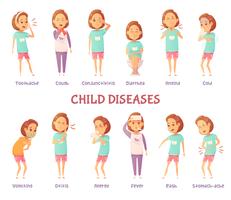 Set di sintomi di malattie infantili vettore