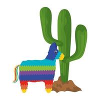 isolato messicano pinata e cactus disegno vettoriale