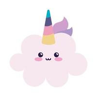 simpatica icona di stile kawaii con unicorno nuvola vettore