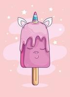 carino e delizioso gelato unicorno stile kawaii vettore