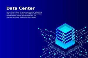 concetto di grande stazione energetica per l'elaborazione dei dati del futuro data center rack della sala server vettore