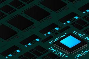 illustrazione del microchip di intelligenza artificiale. informatica quantistica. sfondo dell'illustrazione della scheda madre del pc vettore