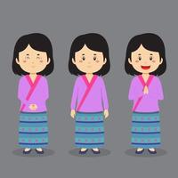 personaggio del bhutan con varie espressioni vettore