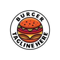 panino per hamburger in sfondo bianco, modello di progettazione del logo vettoriale