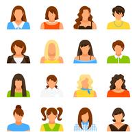 Set di icone di avatar donna vettore