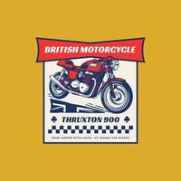 vettore dell'illustrazione del distintivo del logo del garage della motocicletta britannica d'epoca