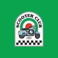 vettore dell'illustrazione del distintivo del logo del club di scooter vintage