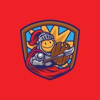 mascotte del logo dei cartoni animati del cavaliere d'arte vettore