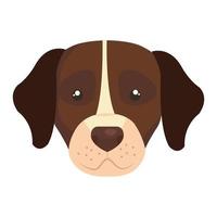 faccia di cane marrone con icona isolata macchia bianca vettore