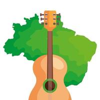 chitarra con mappa del Brasile icona isolato vettore