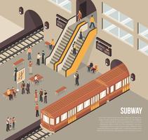 Poster isometrico della stazione della metropolitana della metropolitana vettore
