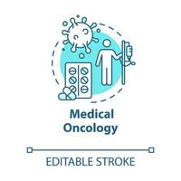 icona del concetto di oncologia medica. terapia virale ospedaliera. farmaco della malattia tumorale. illustrazione al tratto sottile di idea di trattamento del cancro. vettore isolato contorno rgb disegno a colori. tratto modificabile