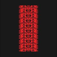 icona del colore rosso rgb delle tracce delle ruote. automobili dettagliate, segni di pneumatici stradali per motociclette. stampa di ruote estive per auto. pista di pneumatici per veicoli. illustrazione vettoriale isolato su sfondo nero