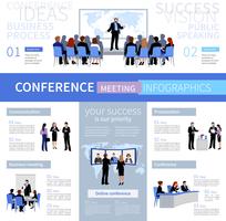 Modello di infografica persone riunione di conferenza vettore