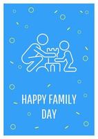 festeggia la cartolina del giorno della famiglia con l'icona del glifo lineare. amore incondizionato. biglietto di auguri con disegno vettoriale decorativo. poster in stile semplice con illustrazione creativa di lineart. volantino con augurio di vacanza