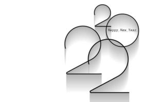 Progettazione del logo del nuovo anno 2022. biglietto di auguri per le vacanze. illustrazione vettoriale. design per le vacanze per biglietto di auguri, invito, calendario, festa, etichetta nera per le vacanze isolato su sfondo bianco vettore