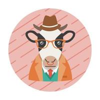 avatar di mucca hipster vettore