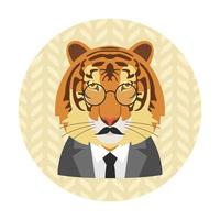 avatar tigre hipster vettore
