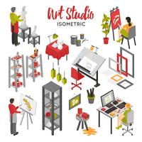 Set isometrico di Art Studio vettore