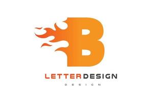 b lettera logo design fiamma. concetto di lettering logo fuoco. vettore