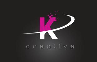 k lettere creative design con colori rosa bianchi vettore