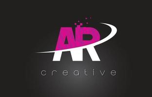 ar ar design di lettere creative con colori rosa bianchi vettore