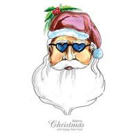 disegno a mano disegno del viso di babbo natale vettore