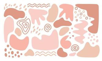 insieme di forme astratte organiche in colori pastello. elementi di design rosa e beige isolati su sfondo bianco. illustrazione disegnata a mano di vettore piatto. perfetto per social media, carte, decorazioni.
