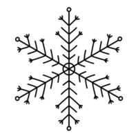 scarabocchio di fiocco di neve isolato su uno sfondo bianco. illustrazione disegnata a mano di vettore. perfetto per vacanze e disegni natalizi, cartoline, logo, decorazioni. vettore