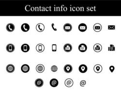 set di icone delle informazioni di contatto, indirizzo, telefono, messaggio, e-mail, web, posizione del punto