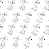Reticolo senza giunte di cani. icona di doodle disegnato a mano. scandinavo, nordico, minimalismo, monocromatico. animali domestici animali carta da imballaggio tessile sfondo vettore